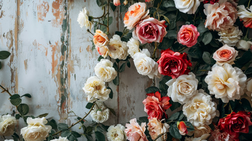 minimalistic less is more style of Artificial Flowers Wall for Background in vintage style ar 169 00.jpg