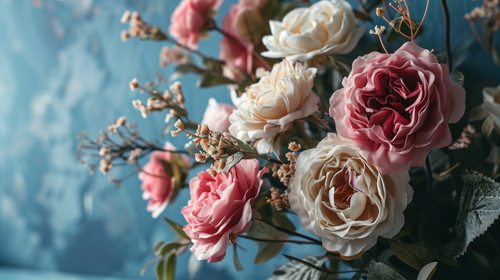 minimalistic less is more style of Artificial Flowers Wall for Background in vintage style ar 169 00.jpg