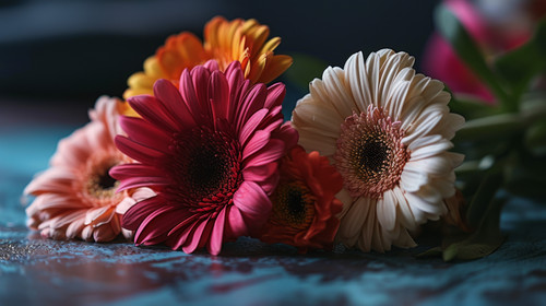 minimalistic less is more style of a bunch of flowers that are sitting on a table together with one .jpg