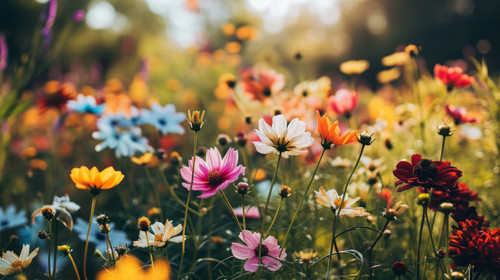 minimalistic less is more style of Background of colorful blossoming flowers with gentle petals and .jpg