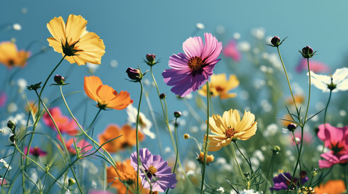 minimalistic less is more style of Background of colorful blossoming flowers with gentle petals and .jpg