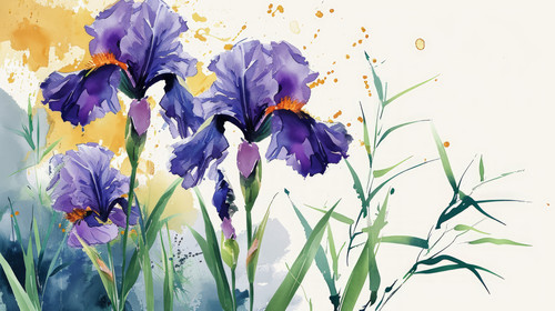minimalistic less is more style of Background nature illustration bloom spring watercolor iris flowe.jpg