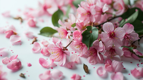 minimalistic less is more style of background with spring flowers and leaves blossoming sakura petal.jpg