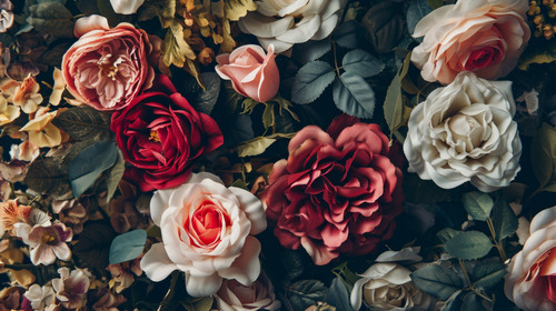 minimalistic less is more style of Artificial Flowers Wall for Background in vintage style ar 169 00.jpg