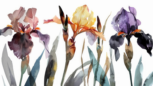 minimalistic less is more style of Iris flowers botanical watercolor floral illustration for invitat.jpg