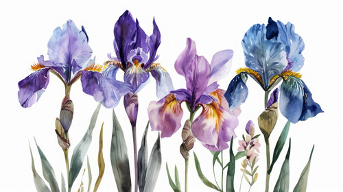 minimalistic less is more style of Iris flowers botanical watercolor floral illustration for invitat.jpg