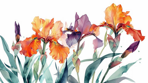 minimalistic less is more style of Iris flowers botanical watercolor floral illustration for invitat.jpg