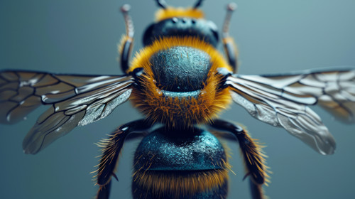 minimalistic less is more style of Blue Bee and flower icon isolated on blue background Sweet natura.jpg
