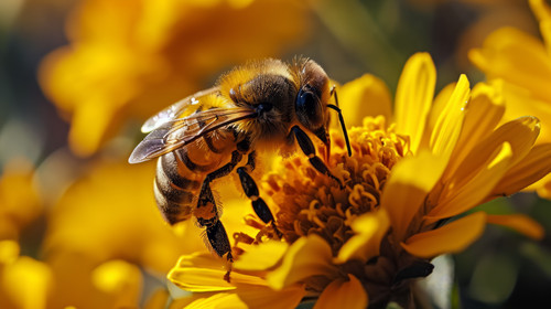 minimalistic less is more style of Honey bee on beautiful yellow flower AI generative ar 169 00162 0.jpg