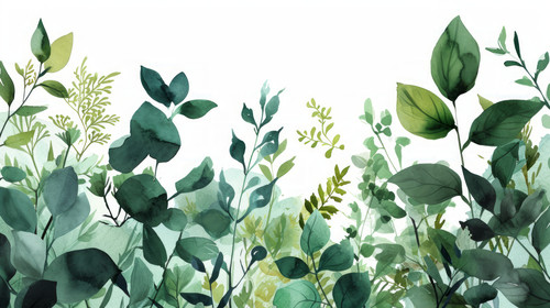 minimalistic less is more style of Watercolor painted greenery seamless frame Green wild plants bran.jpg