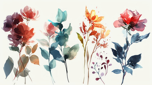 minimalistic less is more style of Flowers watercolor illustrationManual compositionBig Set watercol.jpg