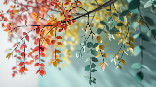 minimalistic less is more style of Colorful tree with leaves on hanging branches illustration backgr.jpg