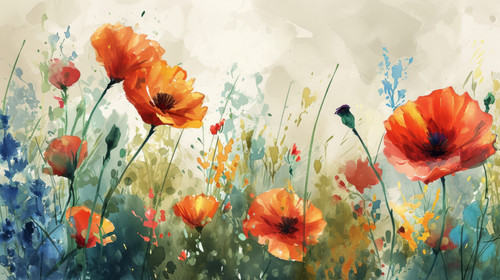 minimalistic less is more style of Colorful wild flower background with watercolor ar 169 00097 00.jpg