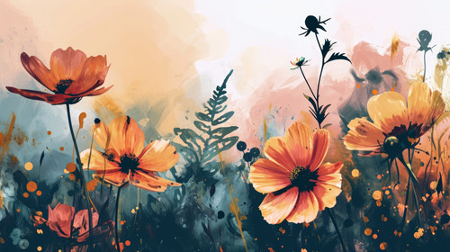 minimalistic less is more style of Colorful wild flower background with watercolor ar 169 00097 03.jpg