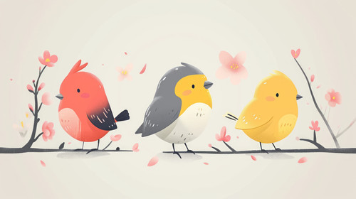 minimalistic less is more style of Cute little spring birds AI Generated ar 169 00103 00.jpg