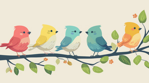 minimalistic less is more style of Cute little spring birds AI Generated ar 169 00103 02.jpg