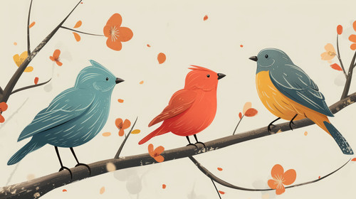 minimalistic less is more style of Cute little spring birds AI Generated ar 169 00103 03.jpg