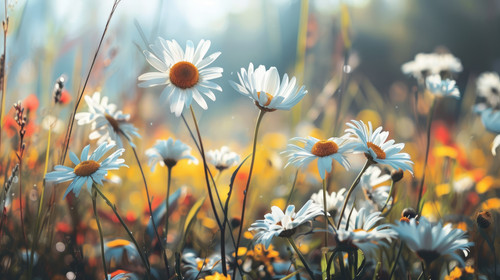 minimalistic less is more style of blurred background of daisies on the indian summer field oil pain.jpg