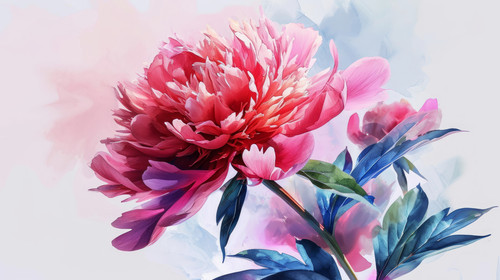 minimalistic less is more style of Liquid art alcohol inc drawing of a blooming pink peony Beautiful.jpg