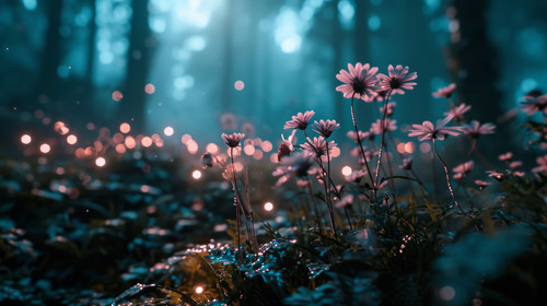 minimalistic less is more style of fairy forest at night fantasy glowing flower beauty ar 169 00377 .jpg