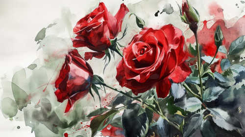 minimalistic less is more style of Bouquet of roses watercolor red rose flower arrangement collectio.jpg