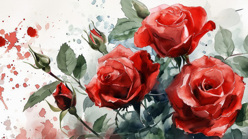 minimalistic less is more style of Bouquet of roses watercolor red rose flower arrangement collectio.jpg