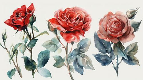 minimalistic less is more style of Bouquet of roses watercolor red rose flower arrangement collectio.jpg