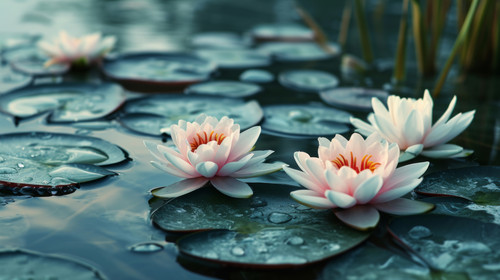minimalistic less is more style of Sky the pond or river with beautiful white pink lotus and water l.jpg