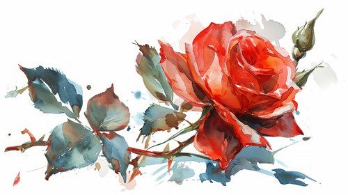 minimalistic less is more style of set red rose beautiful flower on an isolated white background wat.jpg