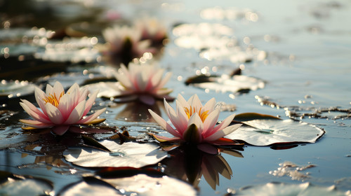 minimalistic less is more style of Sky the pond or river with beautiful white pink lotus and water l.jpg