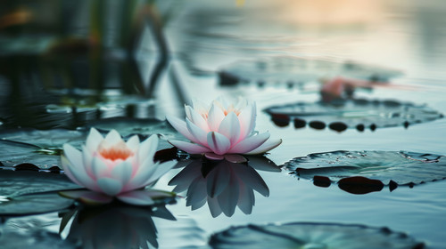 minimalistic less is more style of Sky the pond or river with beautiful white pink lotus and water l.jpg