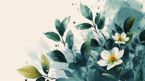 minimalistic less is more style of Spring floral watercolor green illustration on light background w.jpg