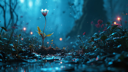 minimalistic less is more style of fairy forest at night fantasy glowing flower beauty ar 169 00378 .jpg