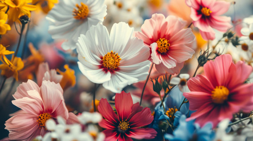 minimalistic less is more style of Floral background banner or wallpaper colorful spring flower mix .jpg