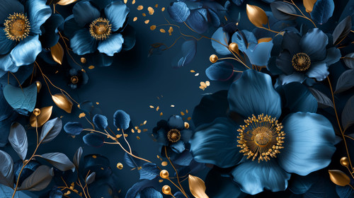 minimalistic less is more style of Luxury Navy blue flower background vector decorate wall art ar 16.jpg