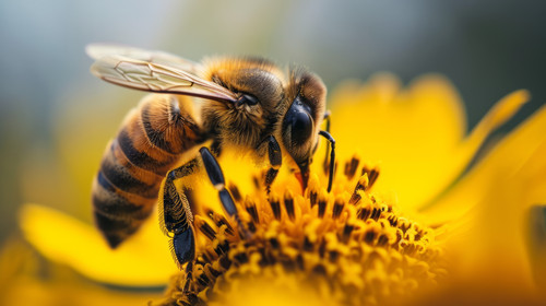 minimalistic less is more style of Honey bee on beautiful yellow flower AI generative ar 169 00162 0.jpg