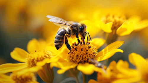 minimalistic less is more style of Honey bee on beautiful yellow flower AI generative ar 169 00162 0.jpg