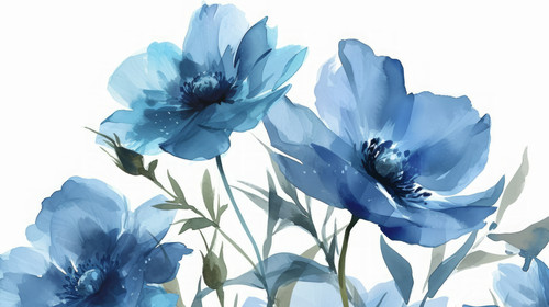 minimalistic less is more style of Blueflowers digital illustration summer design watercolor hand pa.jpg