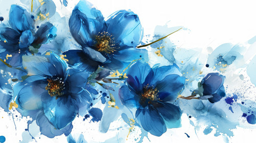 minimalistic less is more style of Blueflowers digital illustration summer design watercolor hand pa.jpg