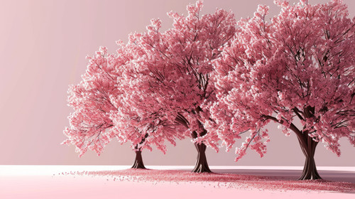 minimalistic less is more style of Cherry blossom trees in spring vector simple 3d isolated illustra.jpg