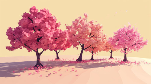 minimalistic less is more style of Cherry blossom trees in spring vector simple 3d isolated illustra.jpg