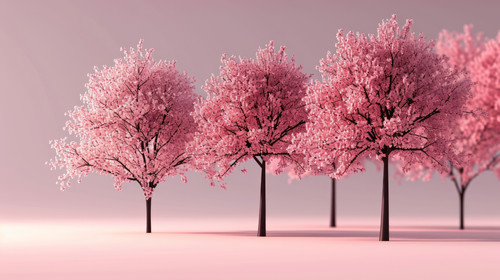 minimalistic less is more style of Cherry blossom trees in spring vector simple 3d isolated illustra.jpg