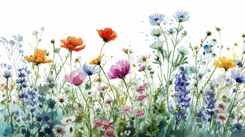 minimalistic less is more style of multicolored wildflowers watercolor field drawing summer ar 169 0.jpg