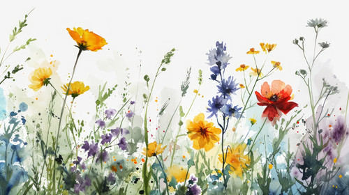minimalistic less is more style of multicolored wildflowers watercolor field drawing summer ar 169 0.jpg