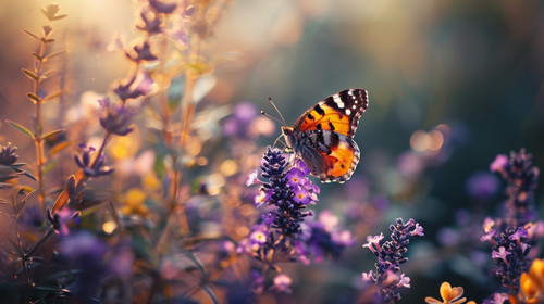 minimalistic less is more style of Multi colored butterfly flies among vibrant nature beauty ar 169 .jpg