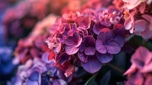 minimalistic less is more style of Mystical A Generative Hydrangea Closeup of Pink Purple and Coral .jpg