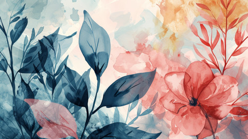 minimalistic less is more style of Watercolor art background vector Wallpaper design with flower pai.jpg