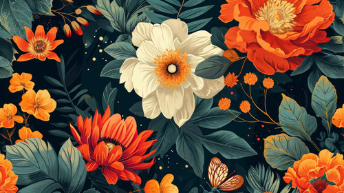 minimalistic less is more style of Vintage Floral Illustration Showcasing a Symphony of Vibrant Colo.jpg