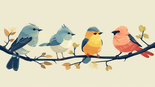 minimalistic less is more style of Cute little spring birds AI Generated ar 169 00104 00.jpg