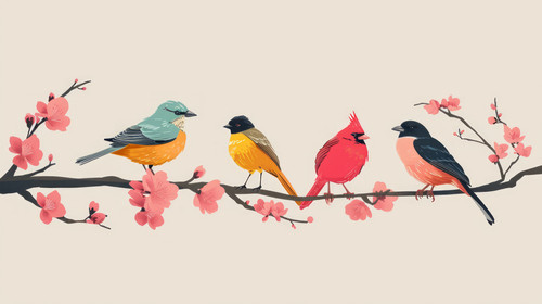 minimalistic less is more style of Cute little spring birds AI Generated ar 169 00104 02.jpg